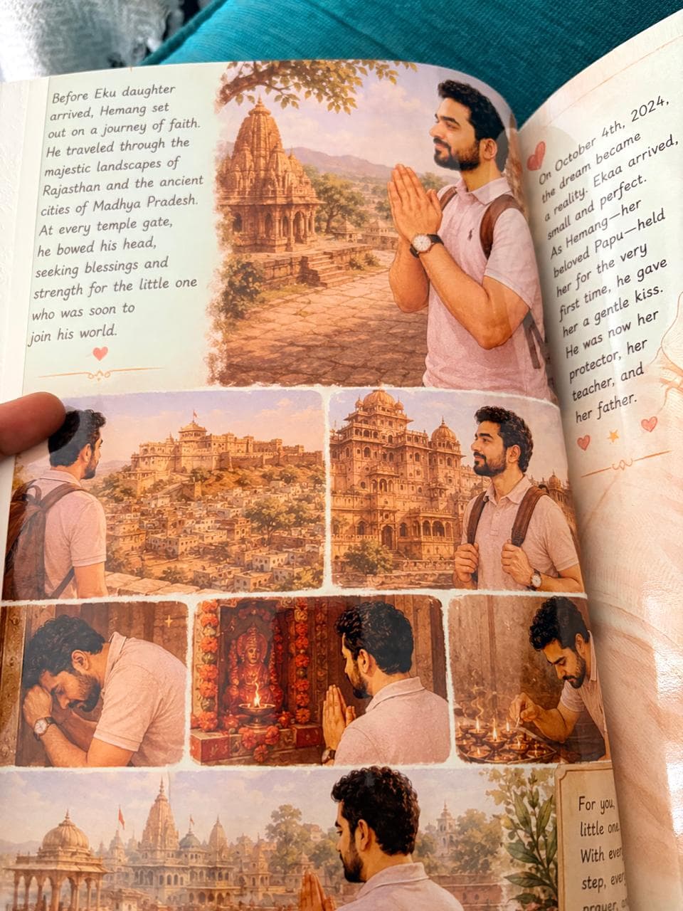 Illustrated temples of Rajasthan and Madhya Pradesh in a custom book.